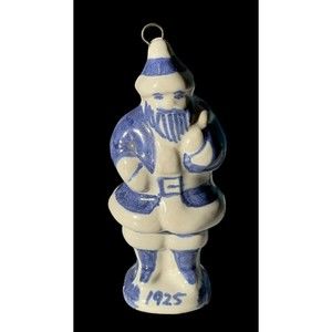 Antique Shard Ornament 1925 Porcelain Santa Christmas Hand Painted 4" x 1.75"
